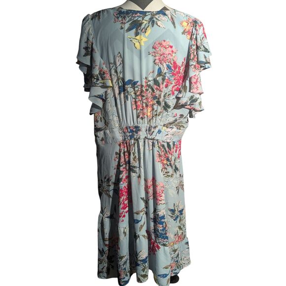 Rachel Rachel Roy Plus Size Floral Print Midi Dress - Ruffle Sleeves - Size 16W - Picture 3 of 3